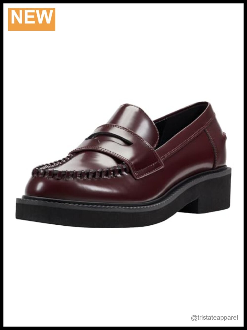 Slip-On Loafers with Block Heel and Leather Upper - Women's Casual Shoes